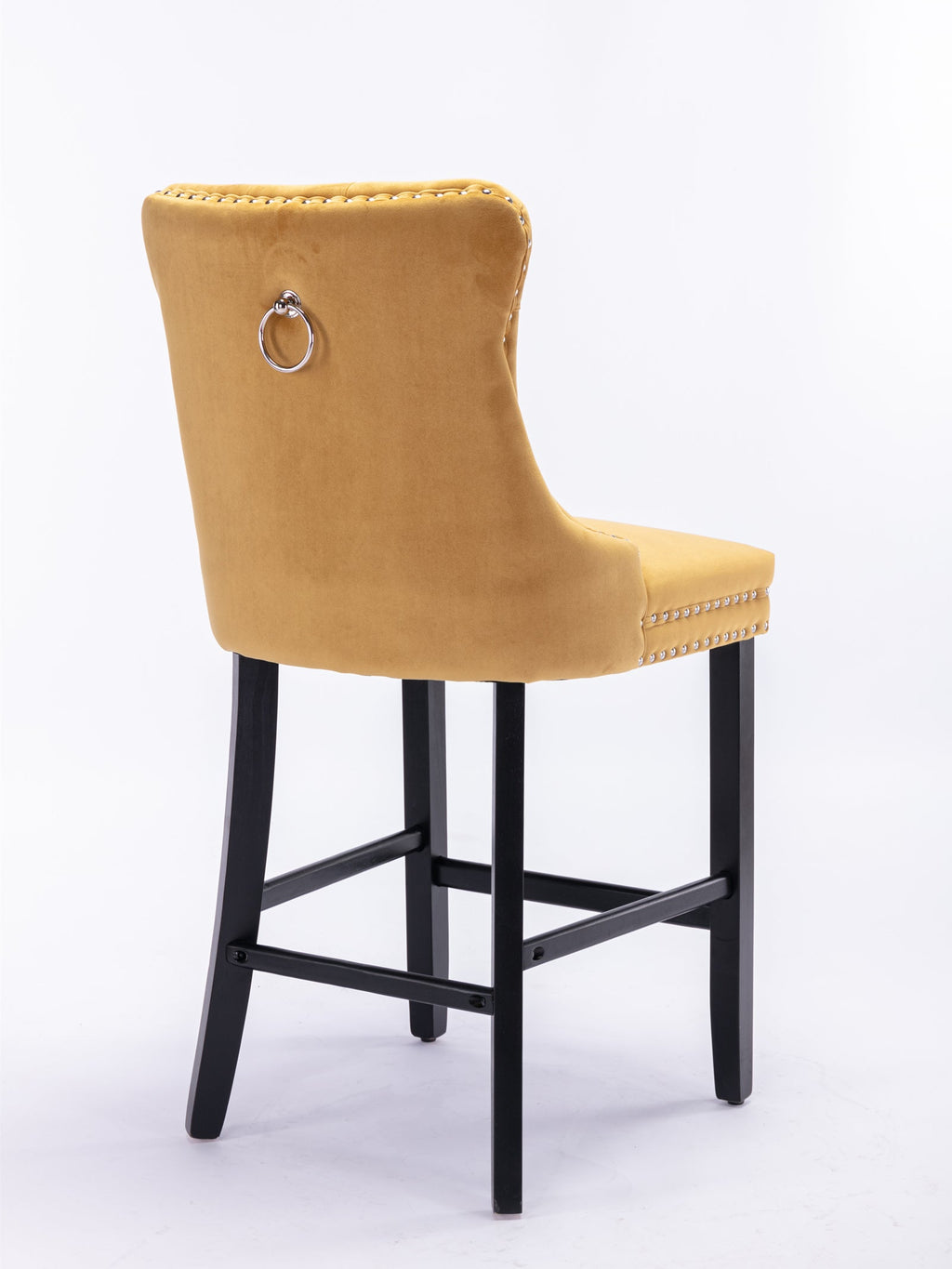 Contemporary Velvet Upholstered Barstools with Button Tufted Decoration (Set of 2)