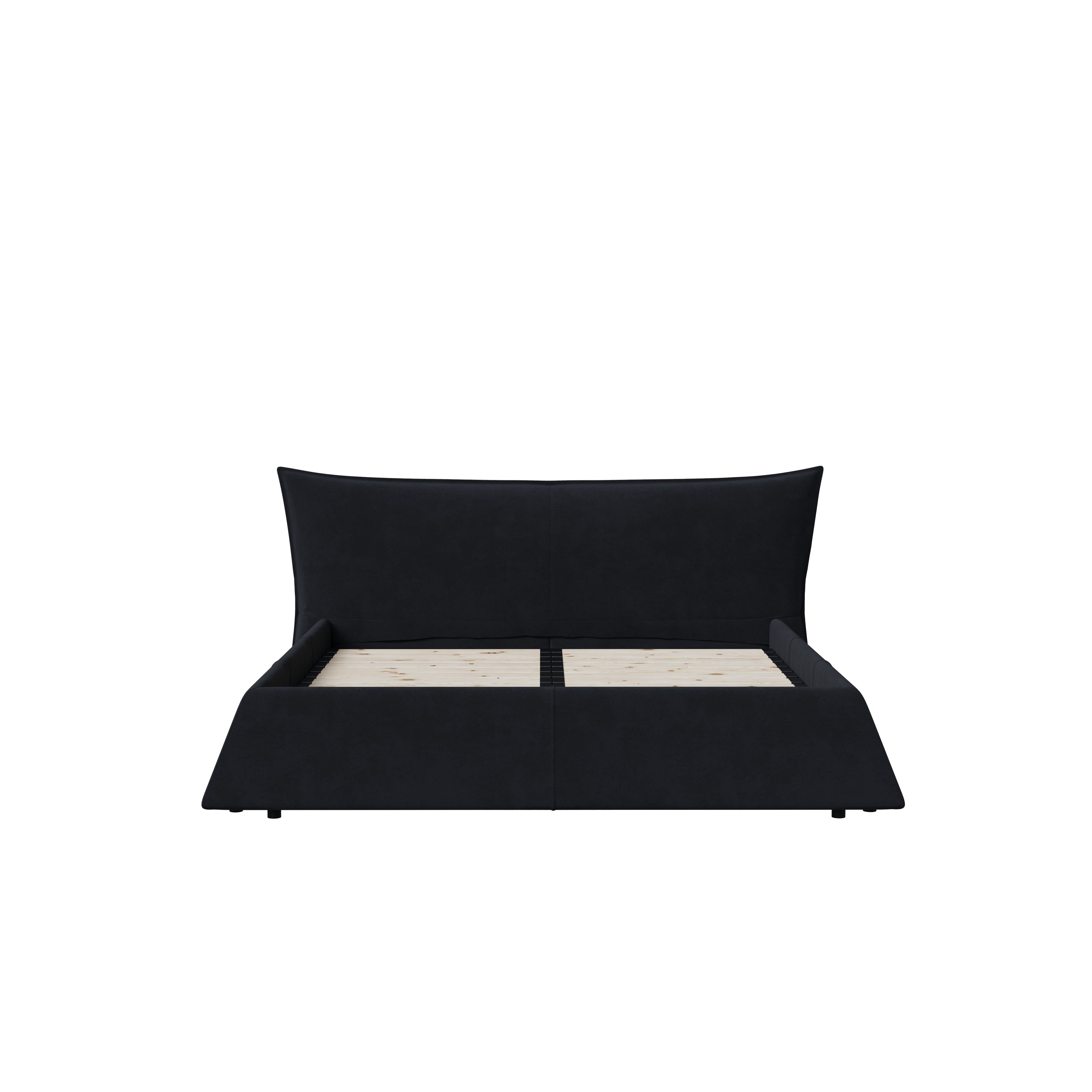 Queen Size Upholstered Platform Bed with Velvet Headboard