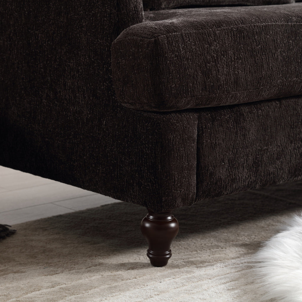 Mid Century Modern Chenille Fabric Loveseat Sofa