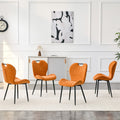 Set of 4 Fabric Dining Chairs Black Metal Frame Wide Cushioned Comfortable