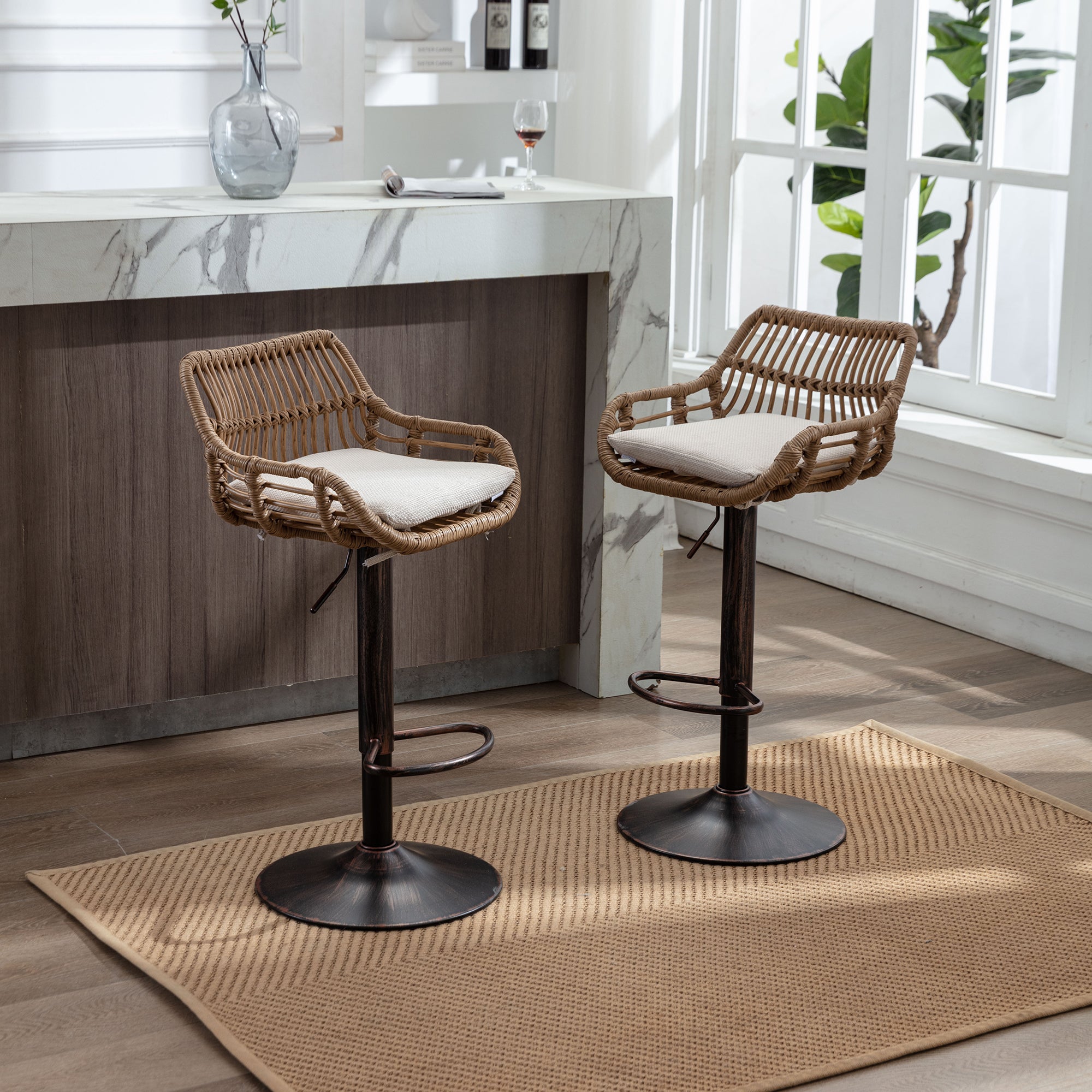 Modern Swivel Bar Stools (Set of 2)
