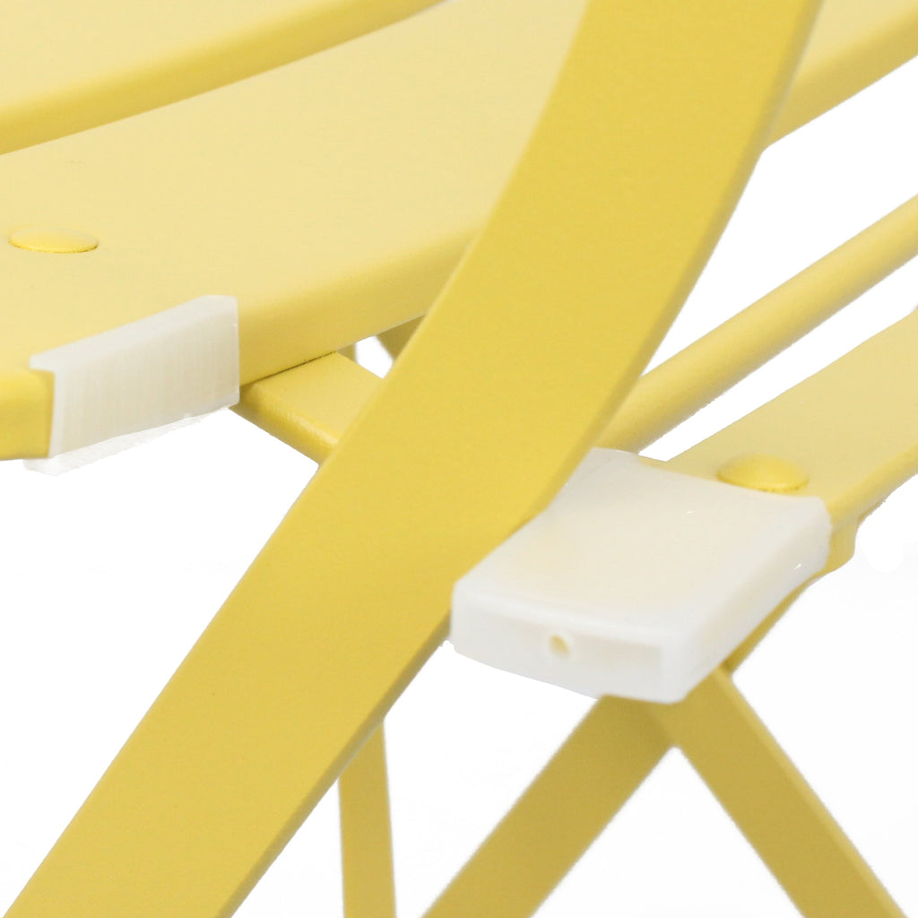 Yellow Bistro Table and 2 Chairs Foldable Outdoor Indoor Patio Coffee Set