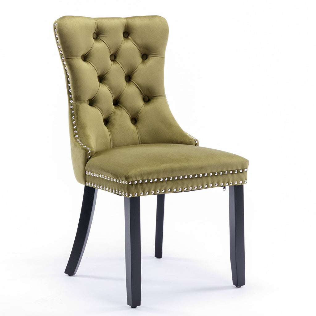 Modern High-end Tufted Solid Wood Velvet Dining Chair(Set of 2)