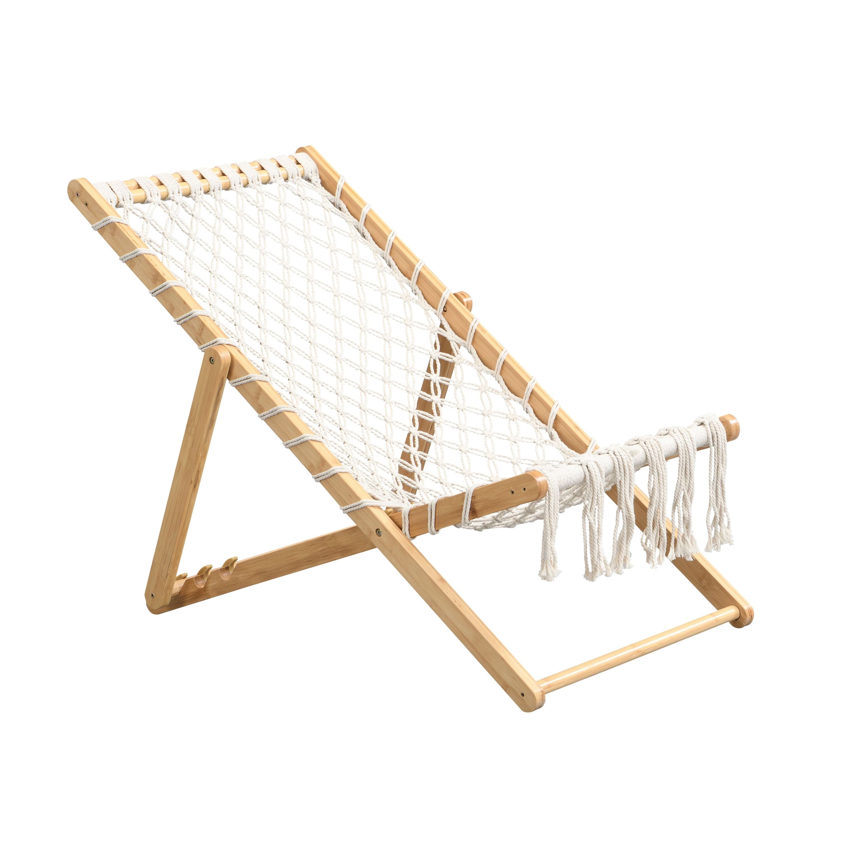 Natural Bamboo Weaving Chair Set with Handwoven Rope for Patio and Living Spaces