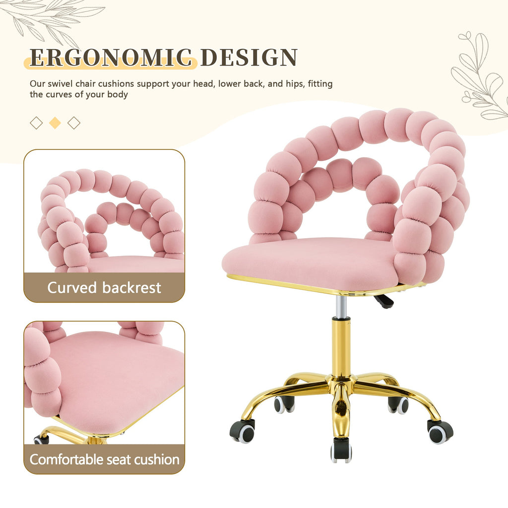 Coloful Modern Velvet Adjustable Swivel Desk Chair with Bubble Back
