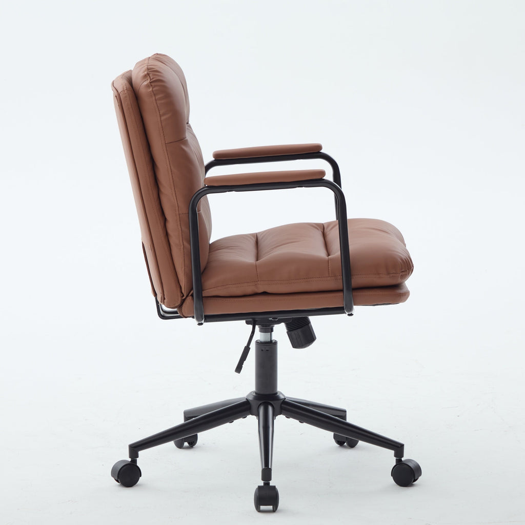 Mid Back Home Office Ergonomic PU Leather Computer Rolling Swivel Chair