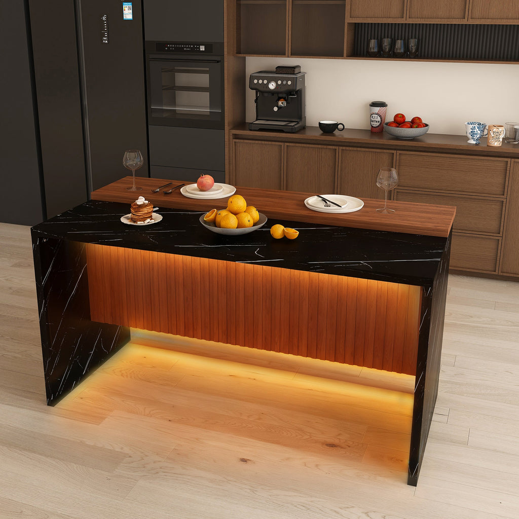 63' Modern Kitchen Island with Marble-Look Surface (Island Only)