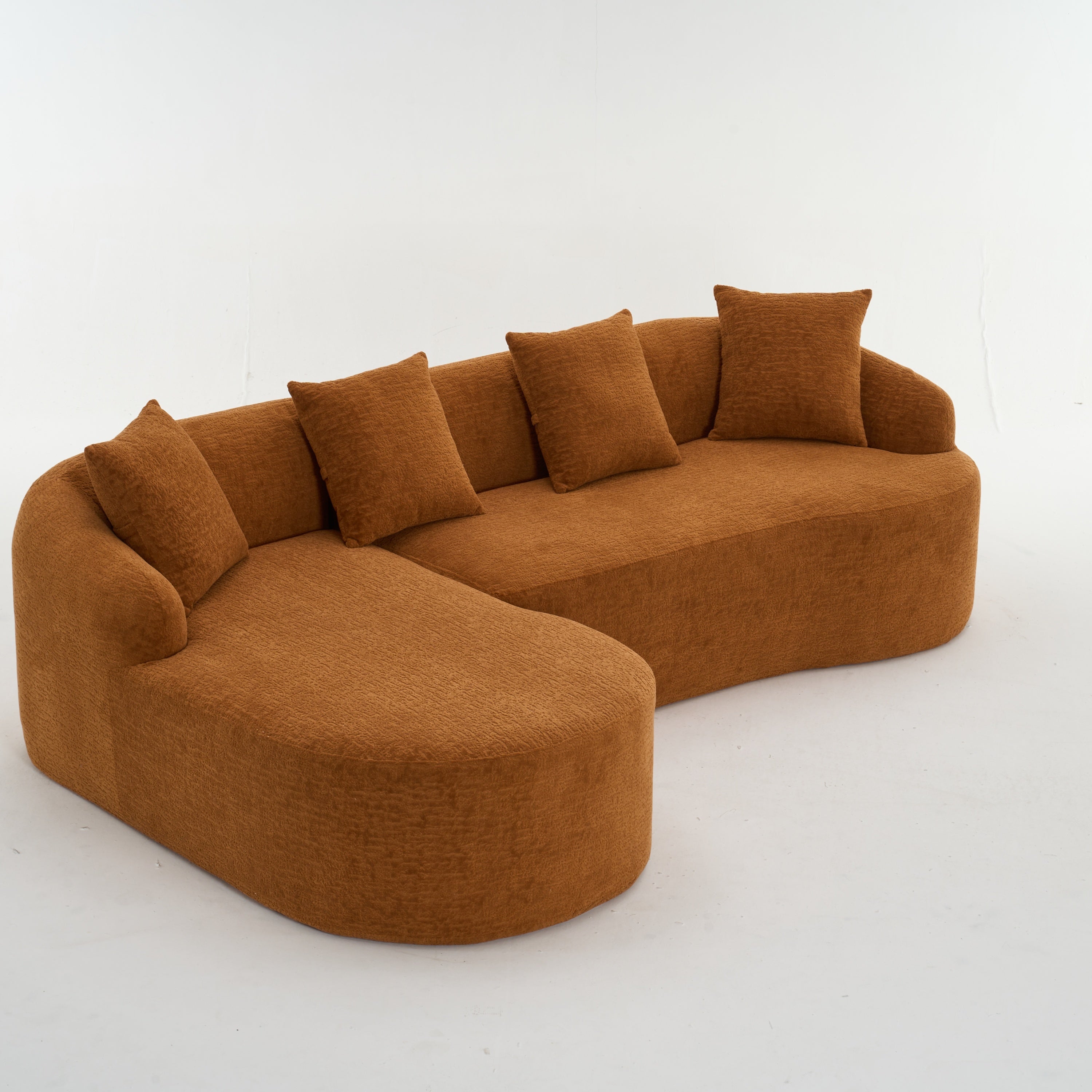 Boneless L-Shape Sectional Sofa with Curved Chaise
