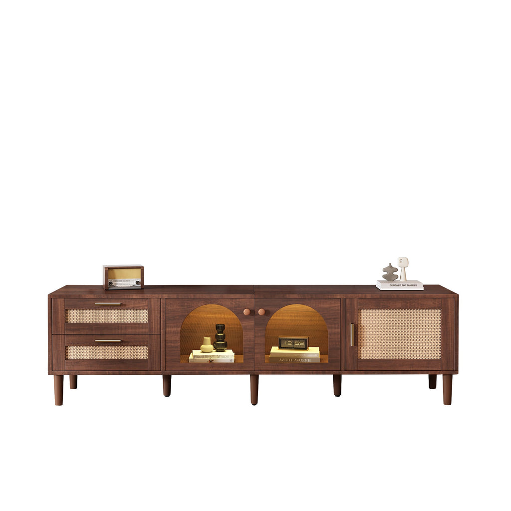 70" Rattan LED Light Entertainment TV Stand