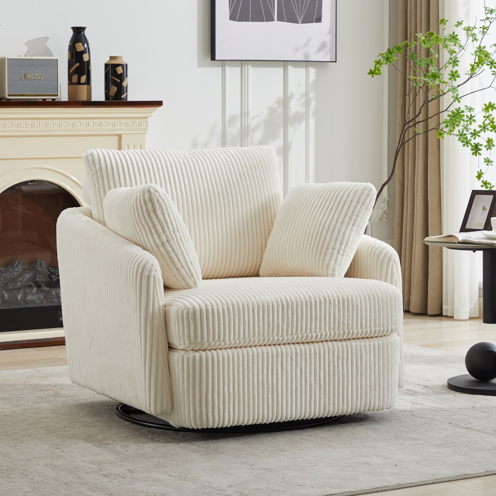 40.55'W Swivel Accent Sofa Chair with 2 Thorw Pillows