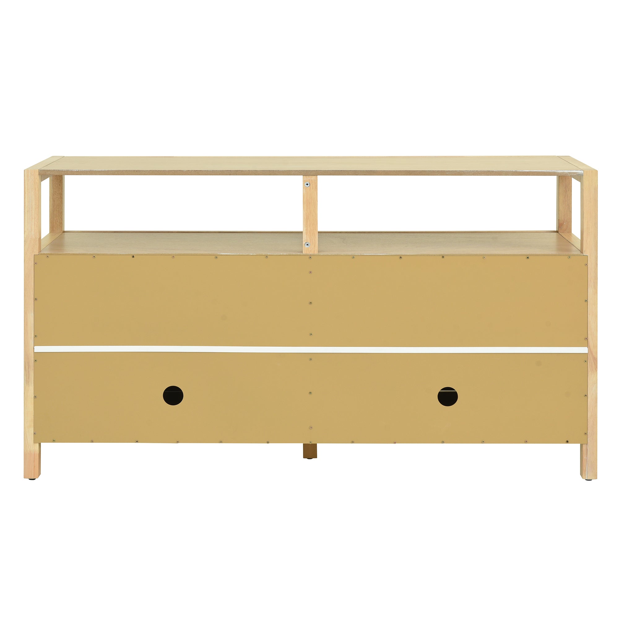 Bohemian Style Rattan Storage Cabinet with 3-position Adjustable Shelves