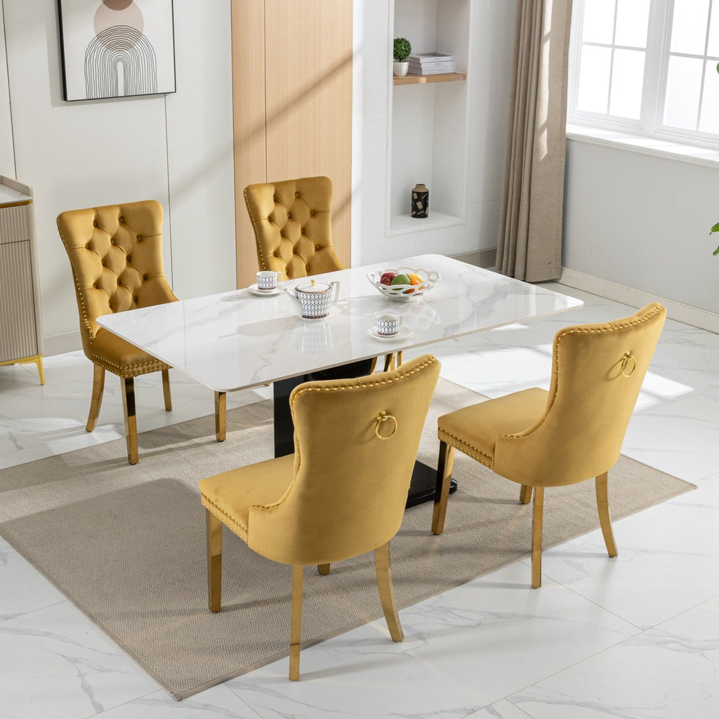 Modern High-end Tufted Solid Wood Velvet Dining Chairs (Set of 2)