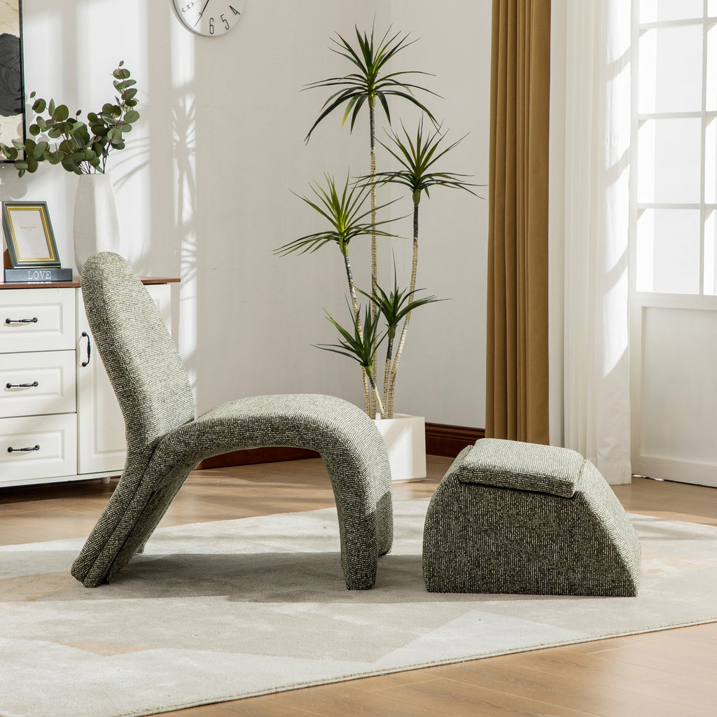 24.8 ' Wide Modern Upholstered Armless Chair with Storage Ottoman