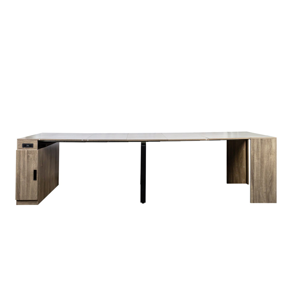 Modern Multifunctional Extendable Dining Table with Outlet