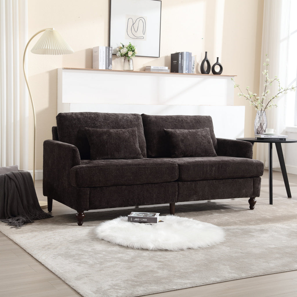 Mid Century Modern Chenille Fabric Loveseat Sofa