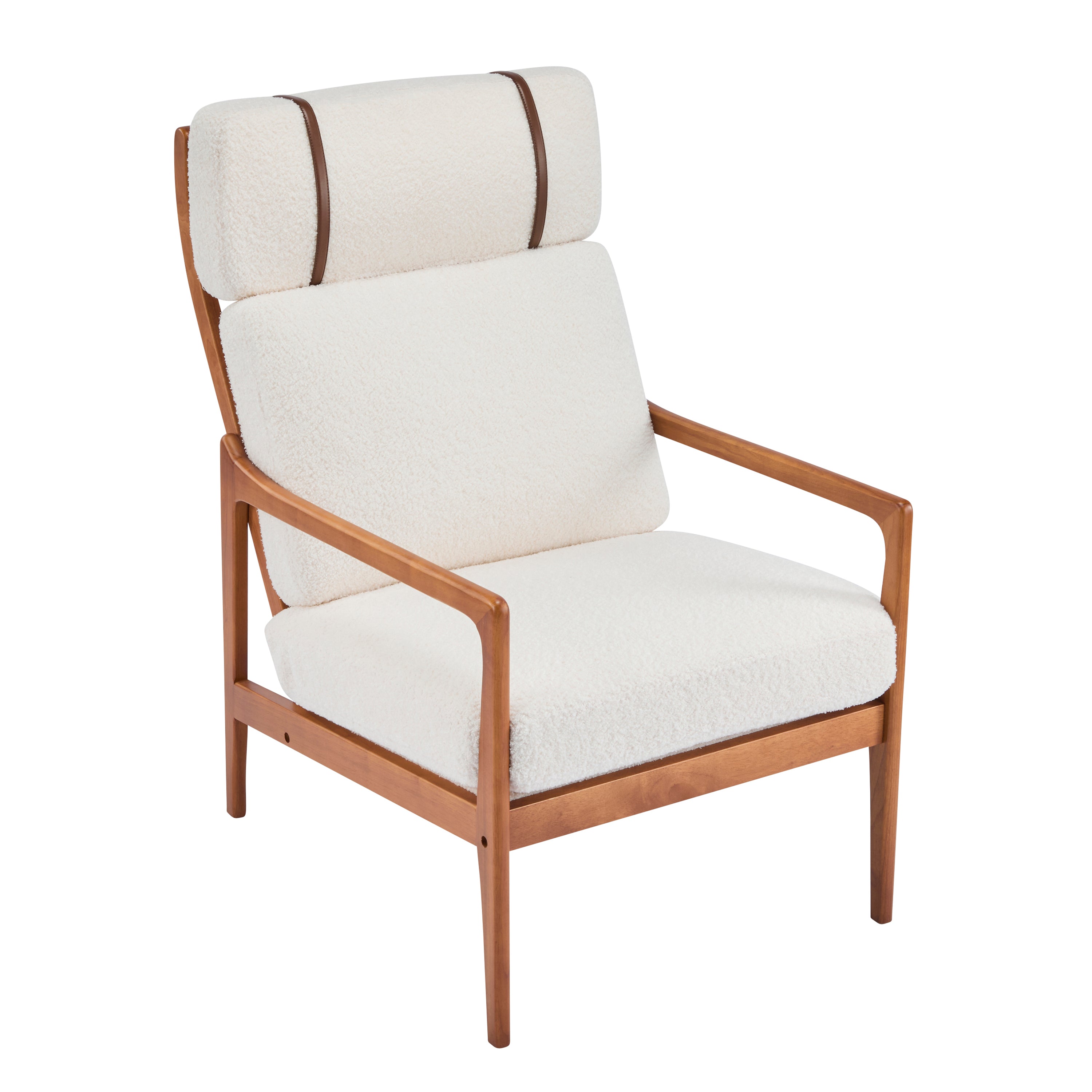 Modern Solid Wood Frame Ergonomic Accent Armchair with High Back