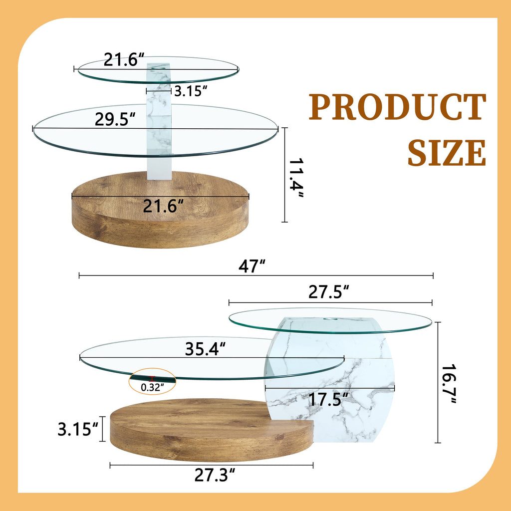 Contemporary Artistic Double Layer Coffee Table