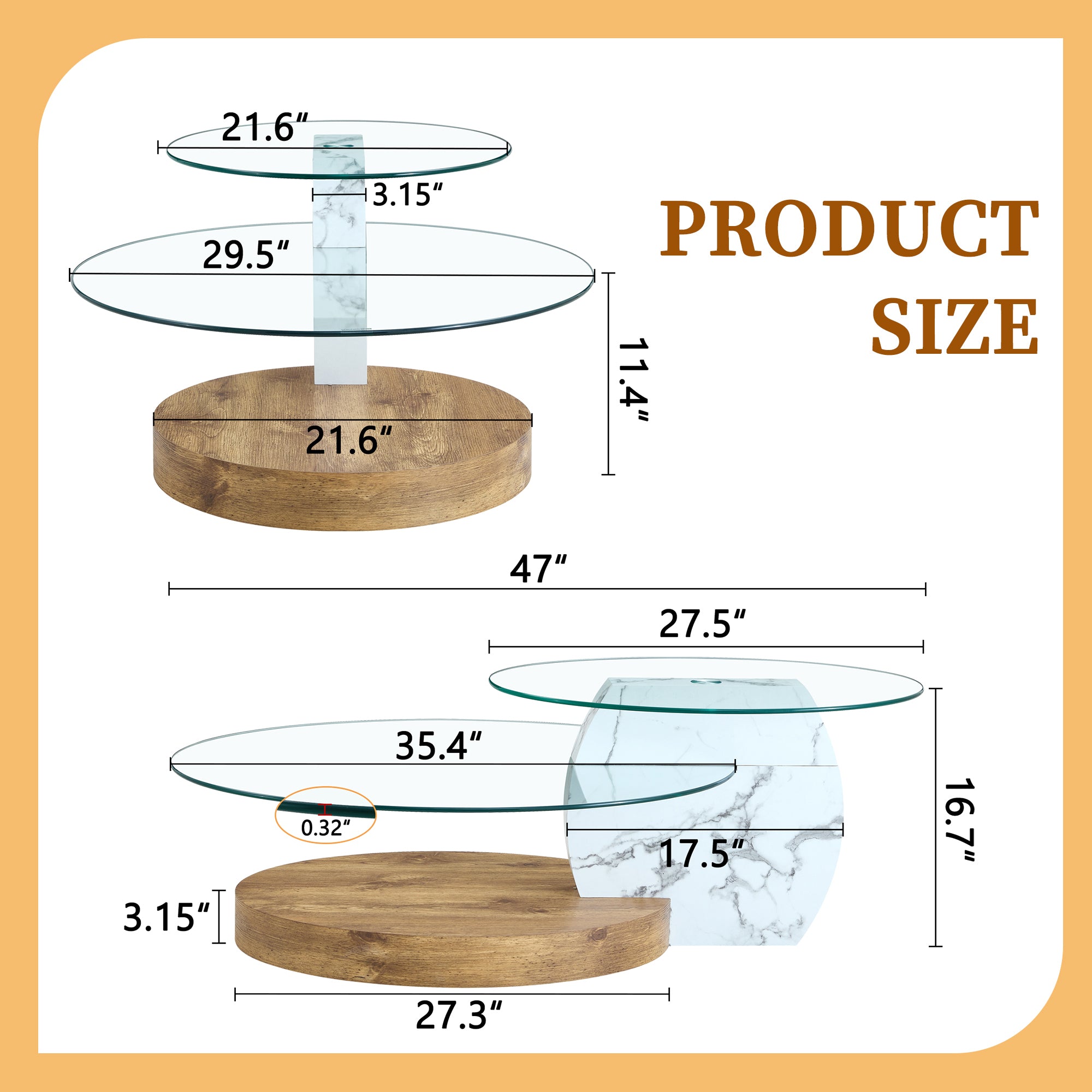 Contemporary Artistic Double Layer Coffee Table