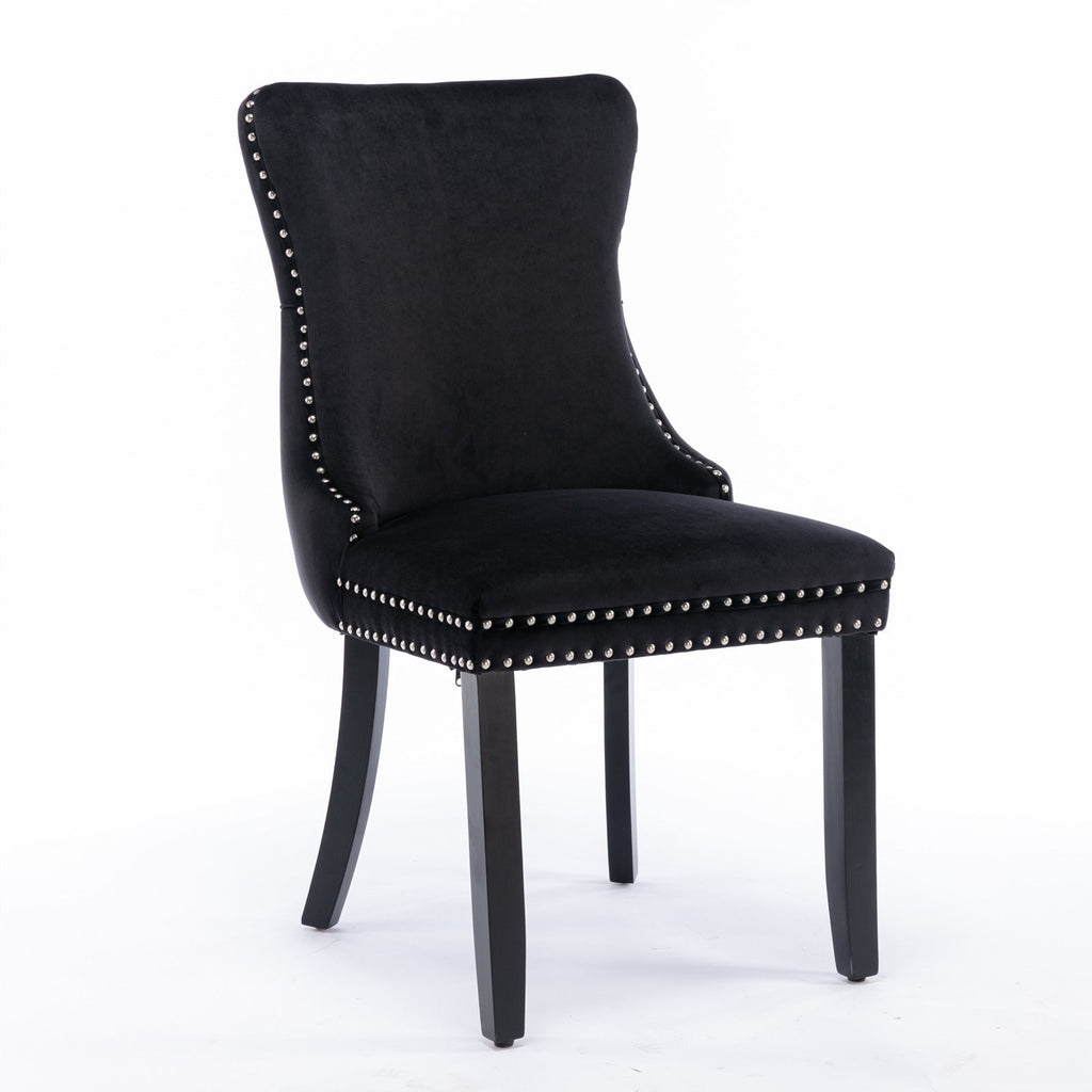 Modern Velvet Upholstered Wing-Back Dining Chairs (Set of 2)