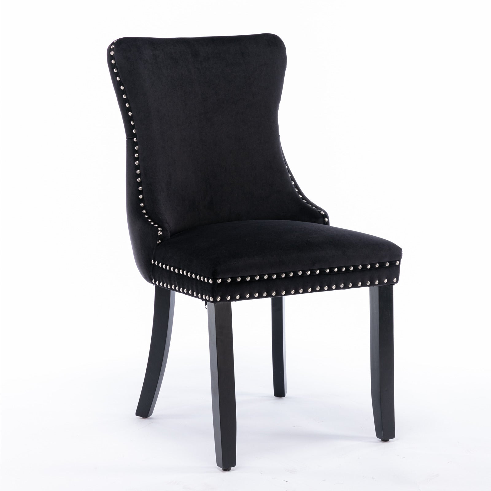 Modern Velvet Upholstered Wing-Back Dining Chairs (Set of 2)