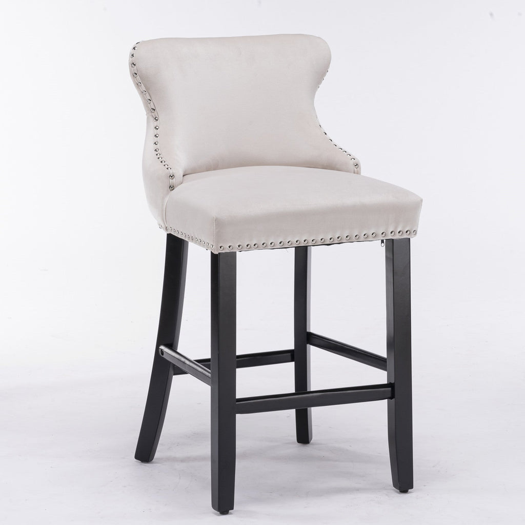 Leisure Style Velvet Upholstered Wing-Back Barstools (Set of 2)