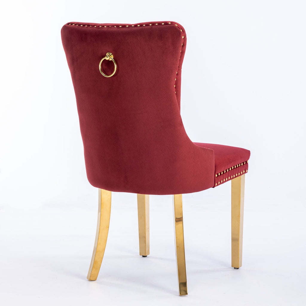 Modern High-end Tufted Solid Wood Velvet Dining Chair(Set of 2)