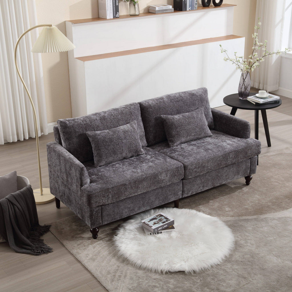 Mid Century Modern Chenille Fabric Loveseat Sofa
