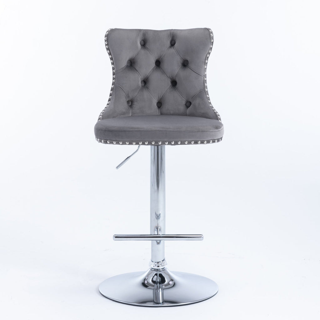 25-33 Inch Modern Velvet Swivel Barstools (Set of 2)