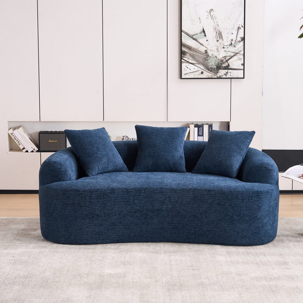 Loveseat Sofa with Wood Grain Chenille Fabric