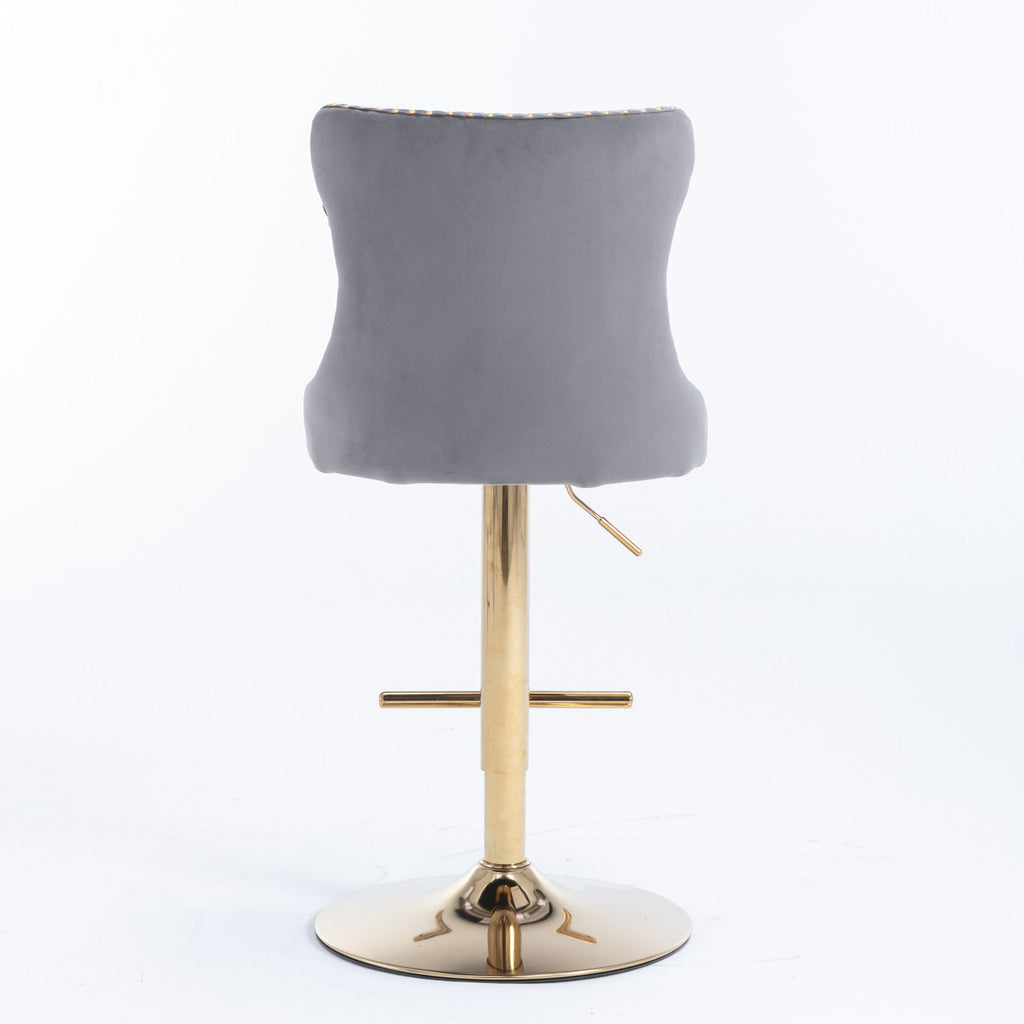 Modern Golden Swivel Velvet Barstools（Set of 2）
