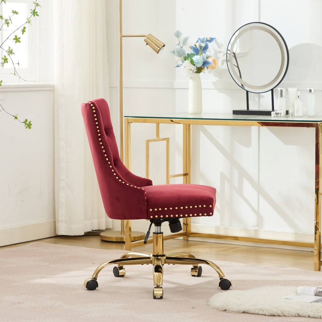 Modern Velvet Upholstered Tufted Button Home Office Chair