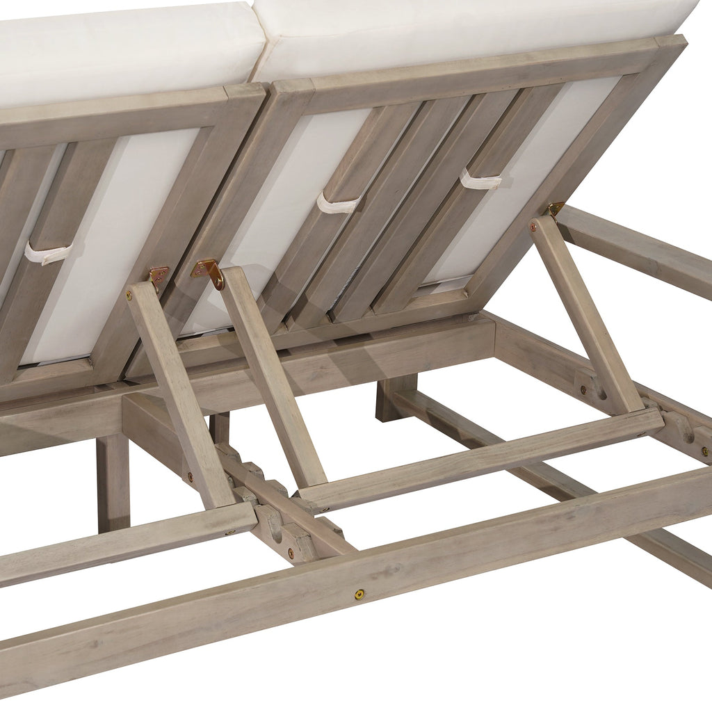 Double chaise lounge 5 position adjustable backs cushioned ideal for patio poolside relaxation
