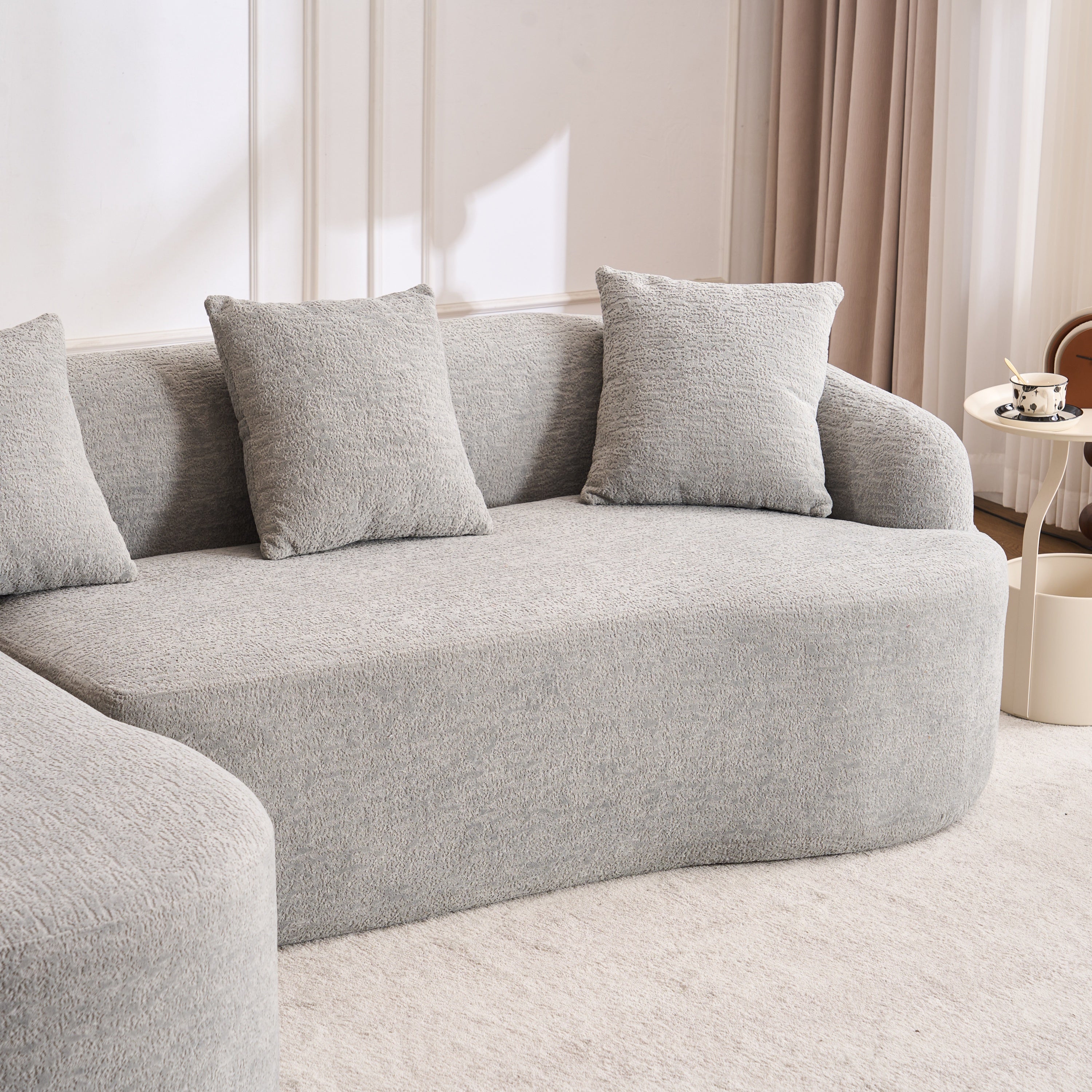 Boneless L-Shape Sectional Sofa with Curved Chaise