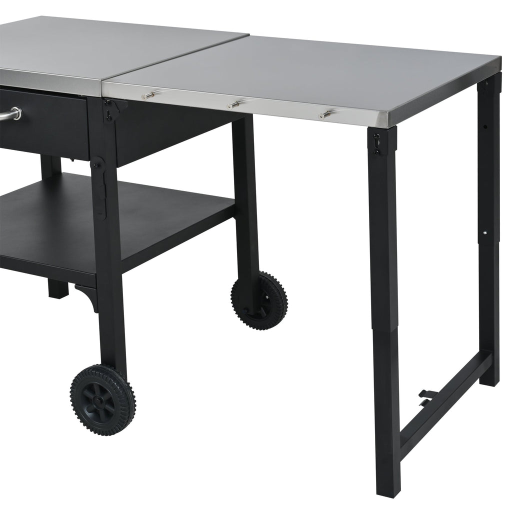 Foldable BBQ cart with storage, portable for backyard & patio cooking