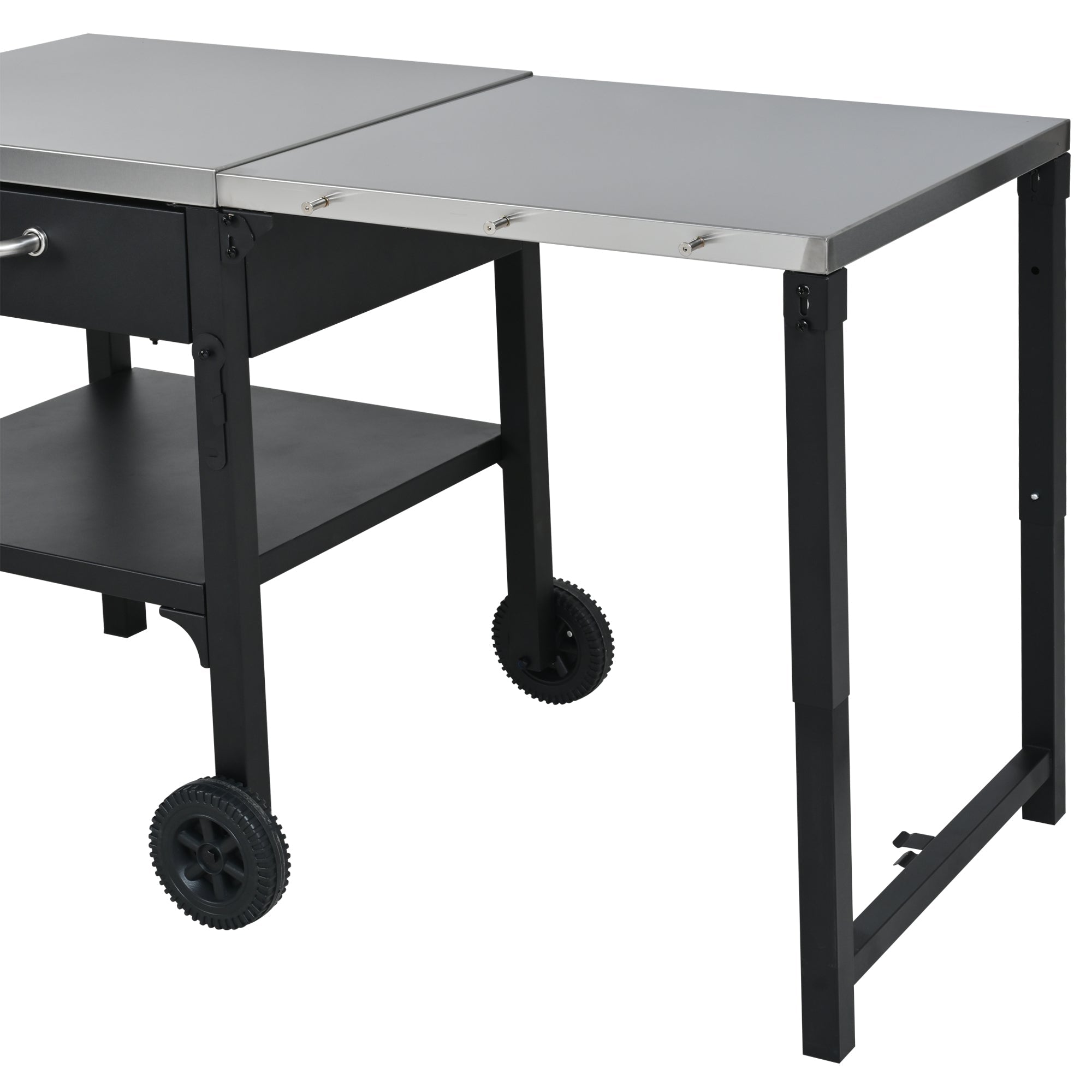 Foldable BBQ cart with storage, portable for backyard & patio cooking