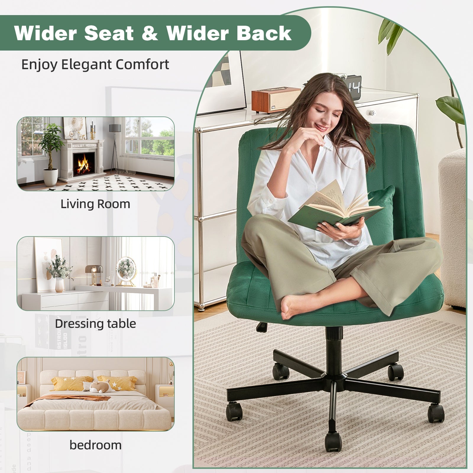 Criss Cross Armless Office Chair with Wheels