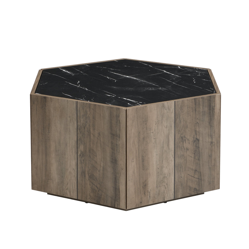 Hexagonal Rustic Retro Wood Coffee Table