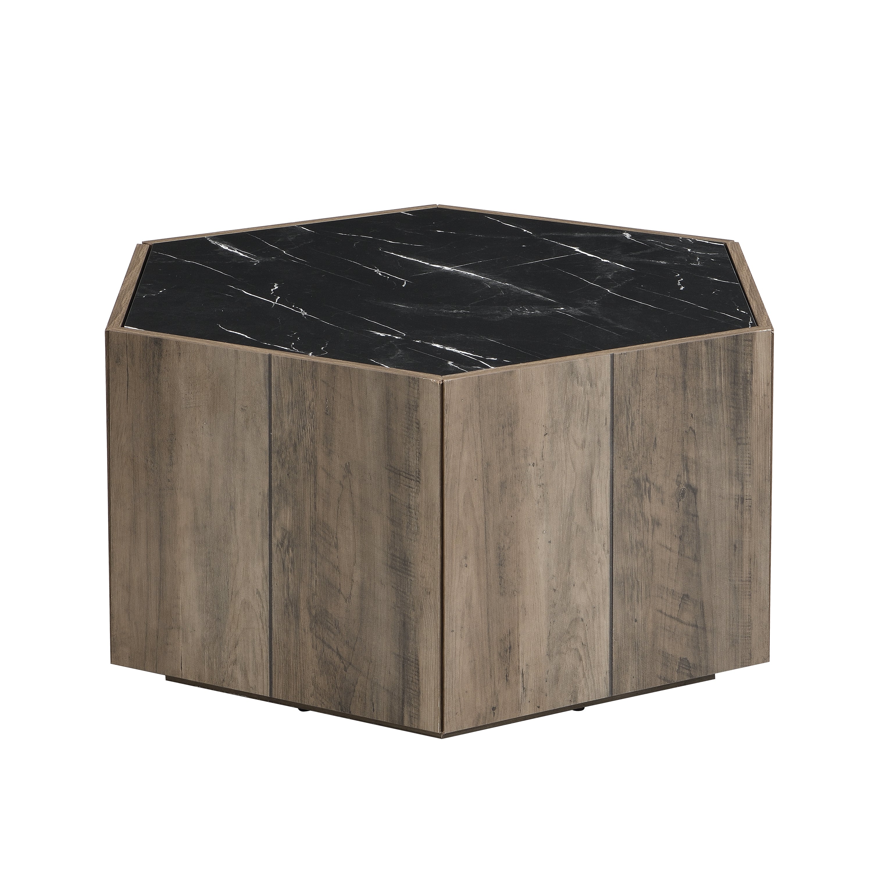 Hexagonal Rustic Retro Wood Coffee Table