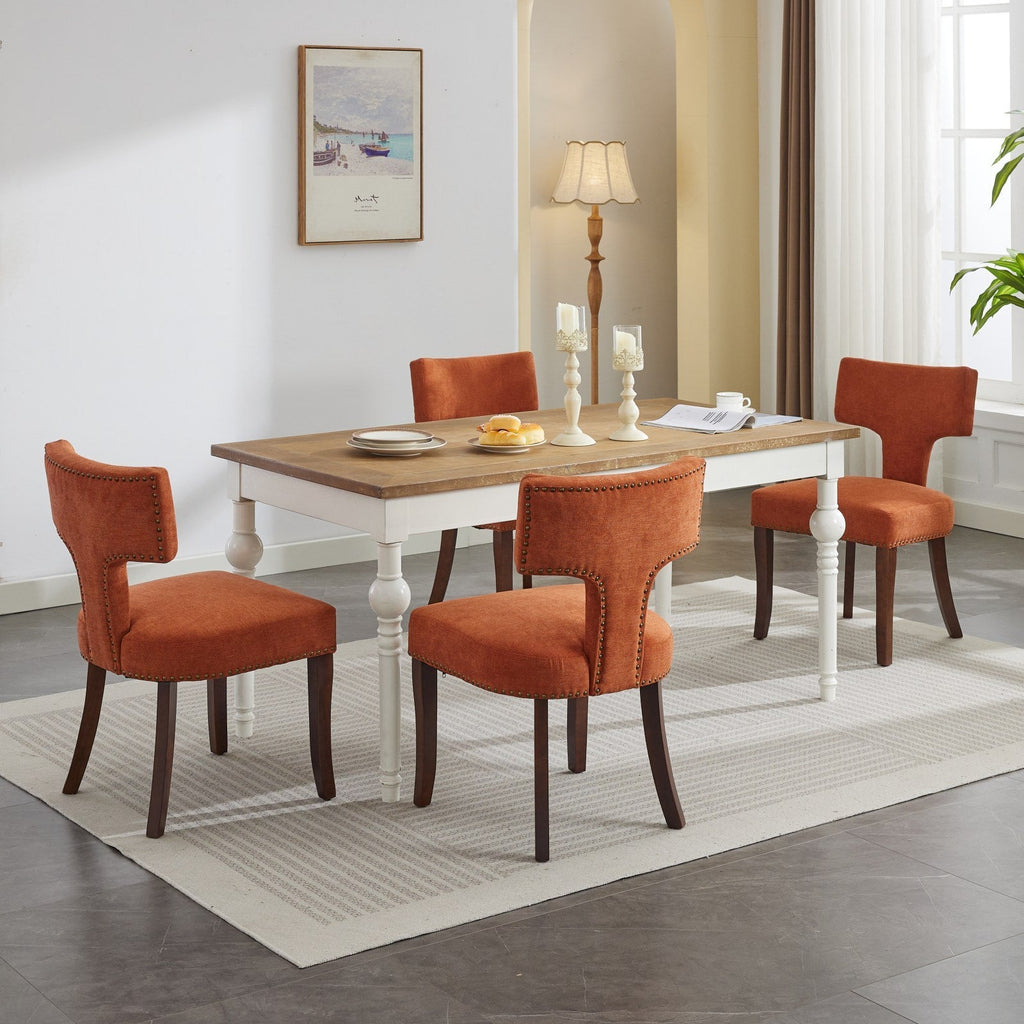 Mid Century Farmhouse Linen Fabric Dining Chairs (Set of 2)