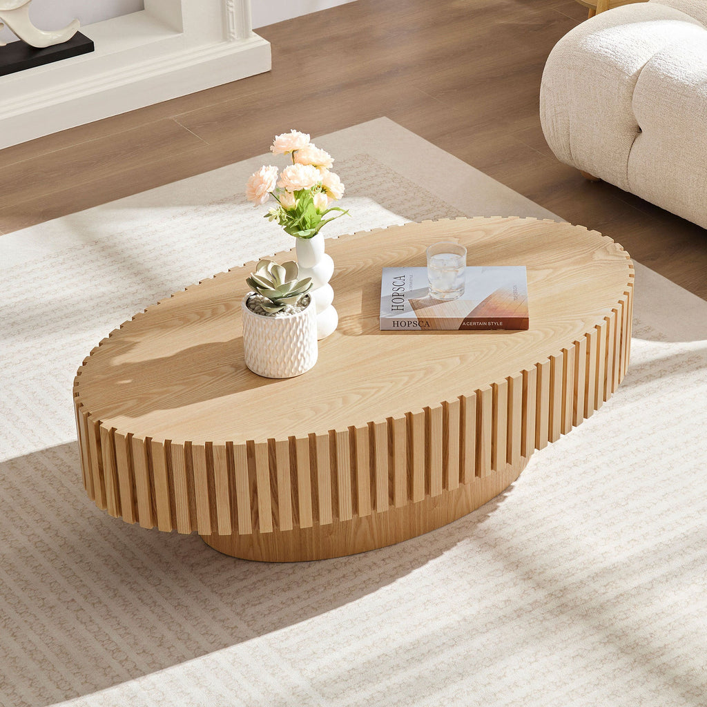 43.70 Inch Modern Handcraft Drum and Oval Coffee Table