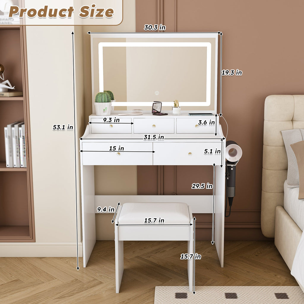 Modern Makeup Vanity Set with Power Outlet