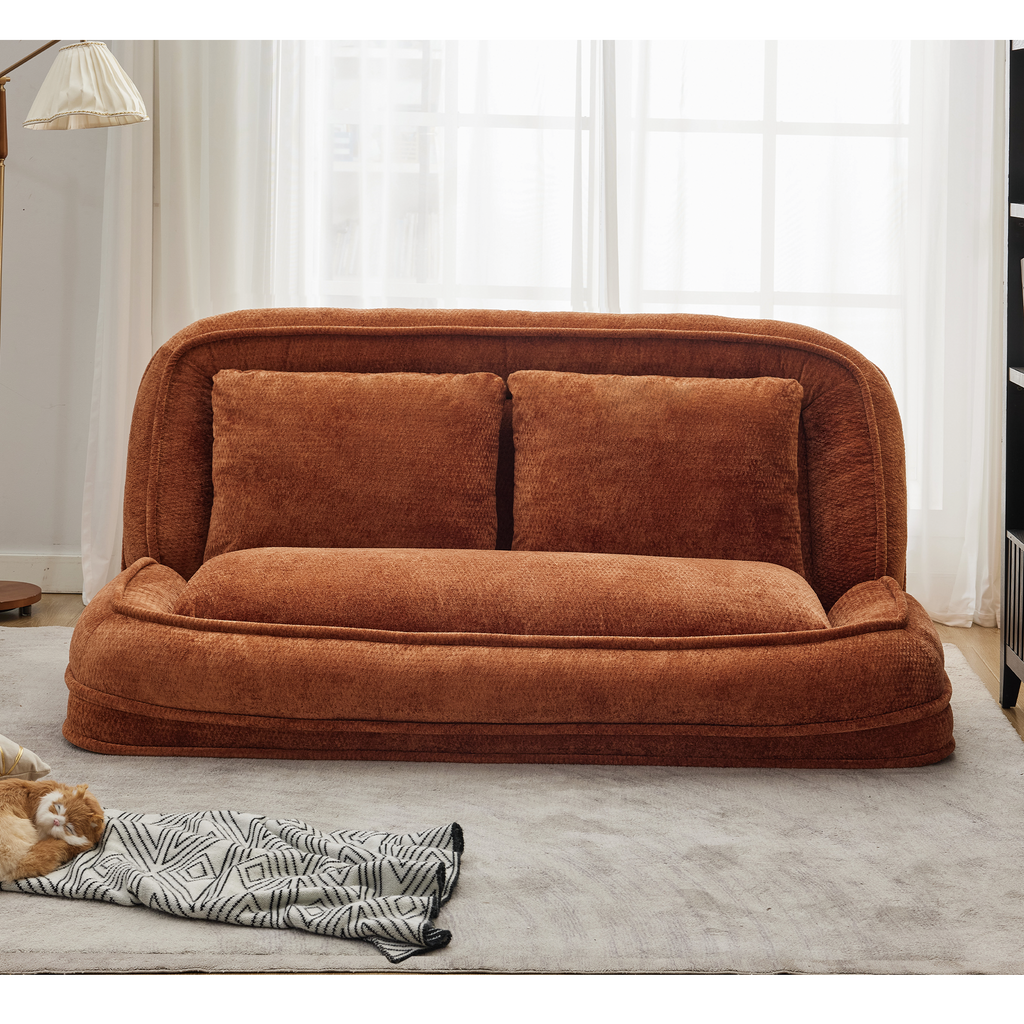 2-in-1 Extra Large Chenille Floor Couch Loveseat for Humans & Dogs