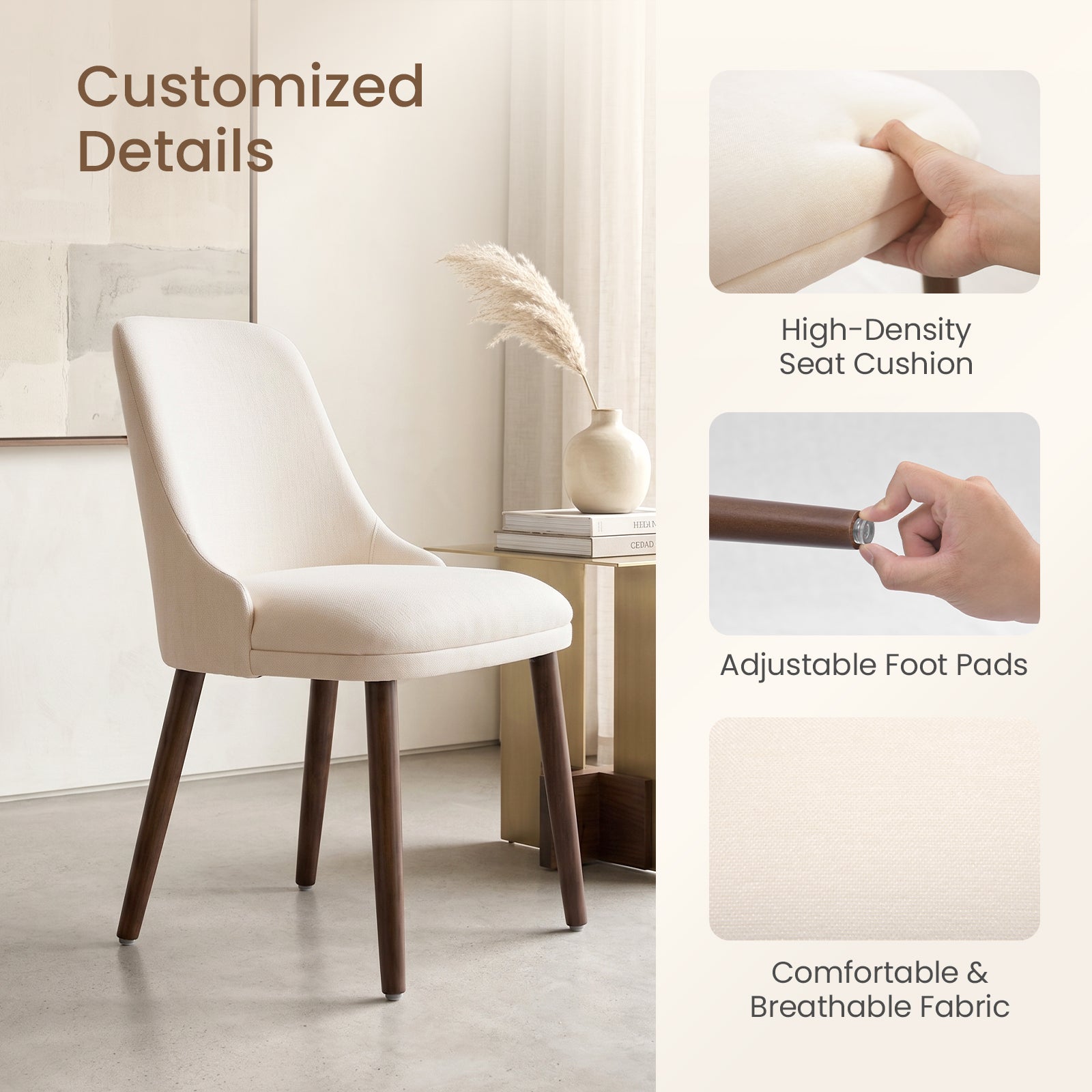 Firmoz Modern Soft Chenille Upholstered Side Chair Dining Chairs