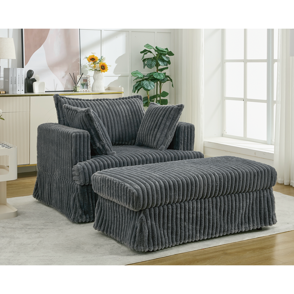 47.7'' Oversized Corduroy Chaise Longue with Ottoman