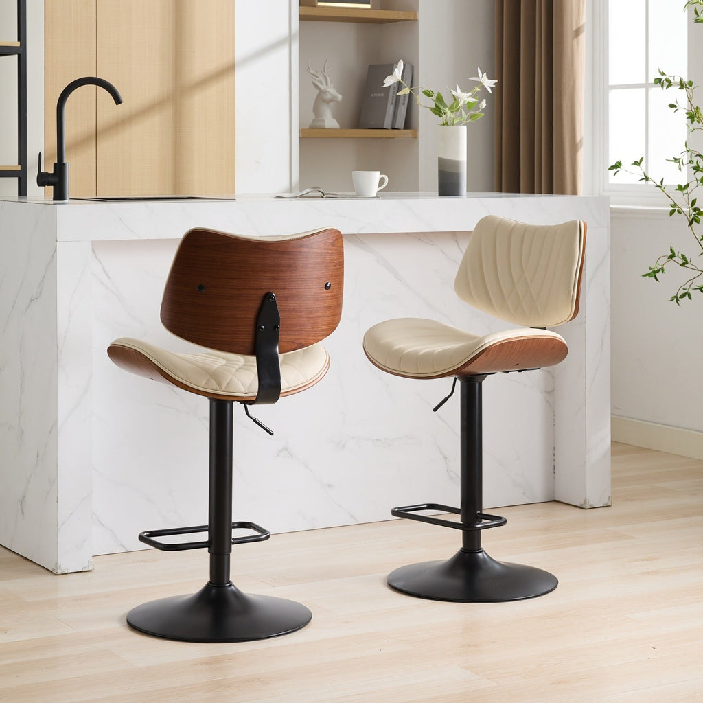 Mid Century Walnut Bentwood Bar Stools