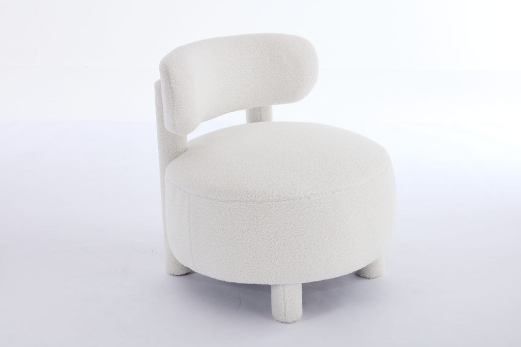 Fur/Teddy Fabric Armless Accent Chair with Curved Backrest