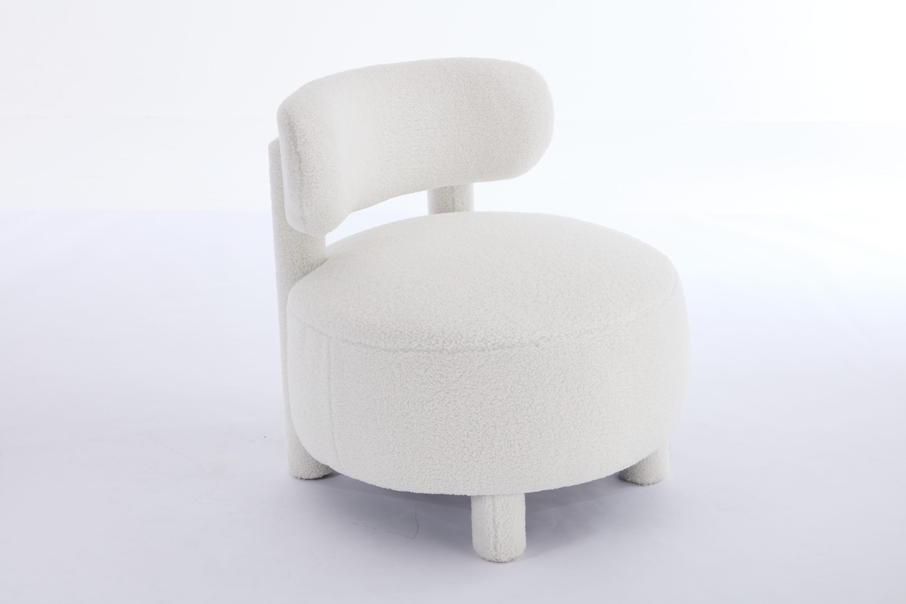 Fur/Teddy Fabric Armless Accent Chair with Curved Backrest
