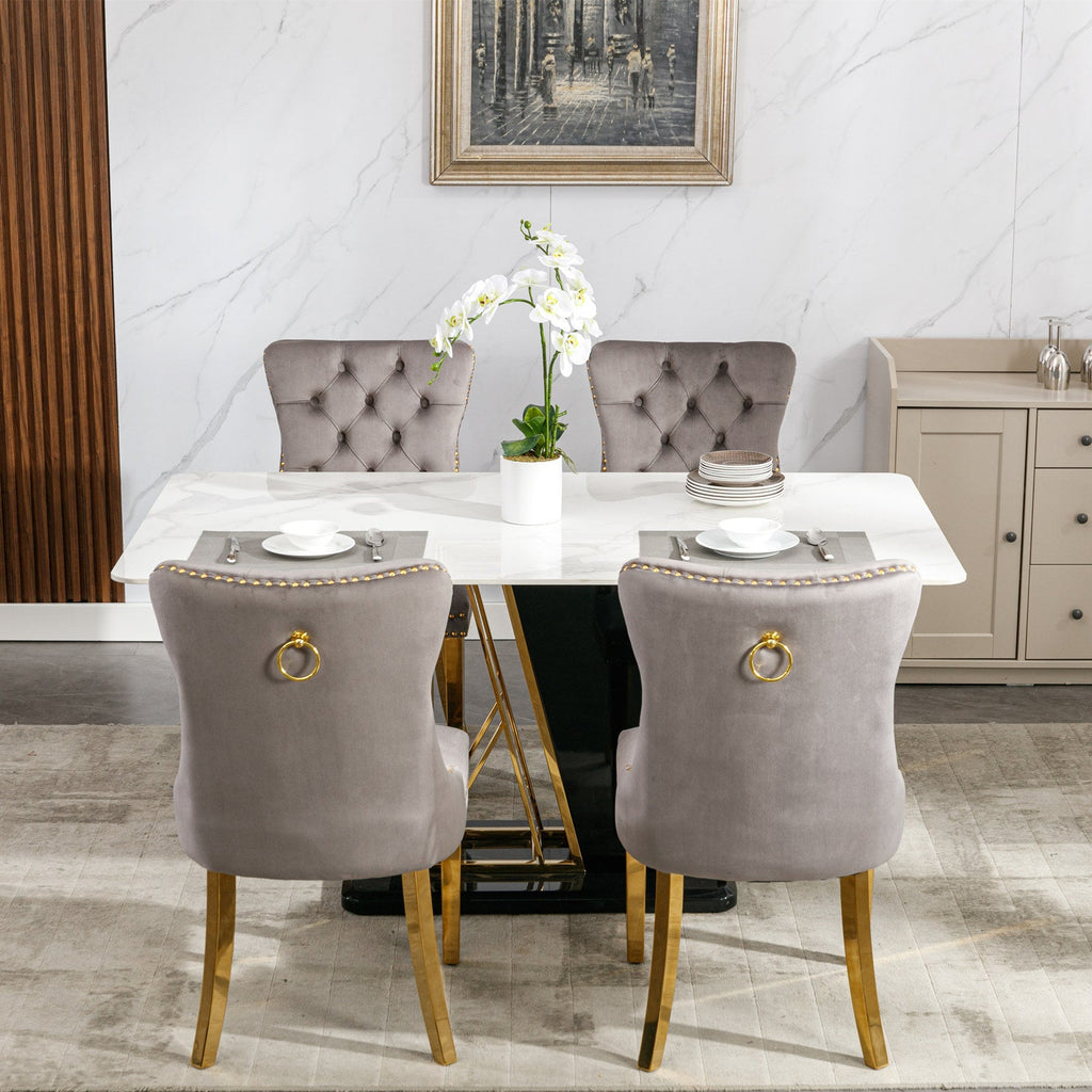 Modern High-end Tufted Solid Wood Velvet Dining Chair(Set of 2)