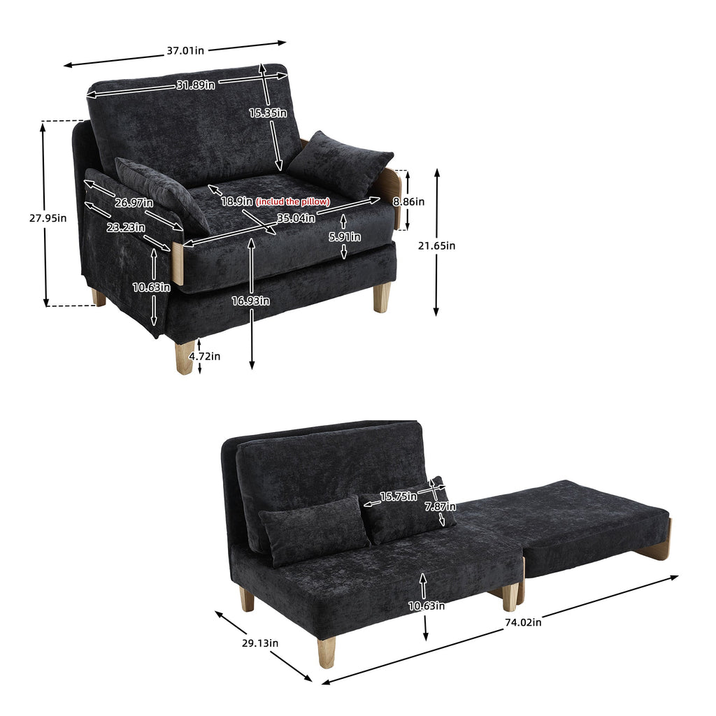 Mid-Century Modern Foldable Sofa Bed Recliner
