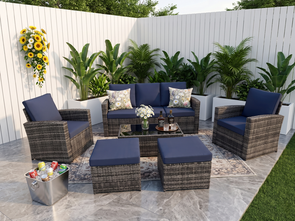 Outdoor Sectional Patio Set Half Moon Round Sofa for Backyard Garden